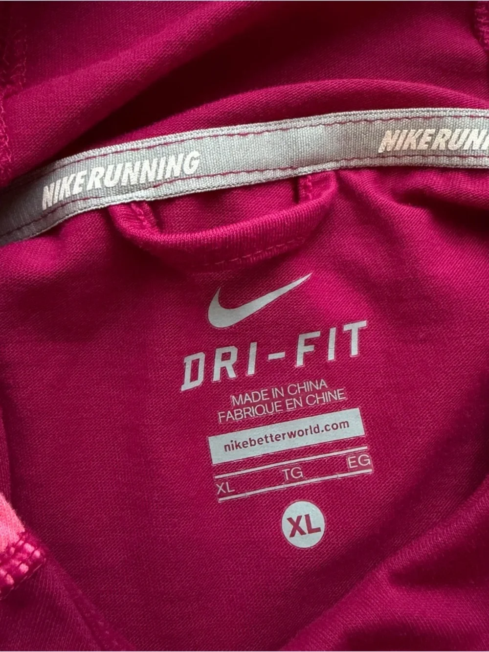 Nike Women’s Dri Fit Running Long Sleeve hood Size M Thumbholes Pink Activewear - Picture 5 of 10